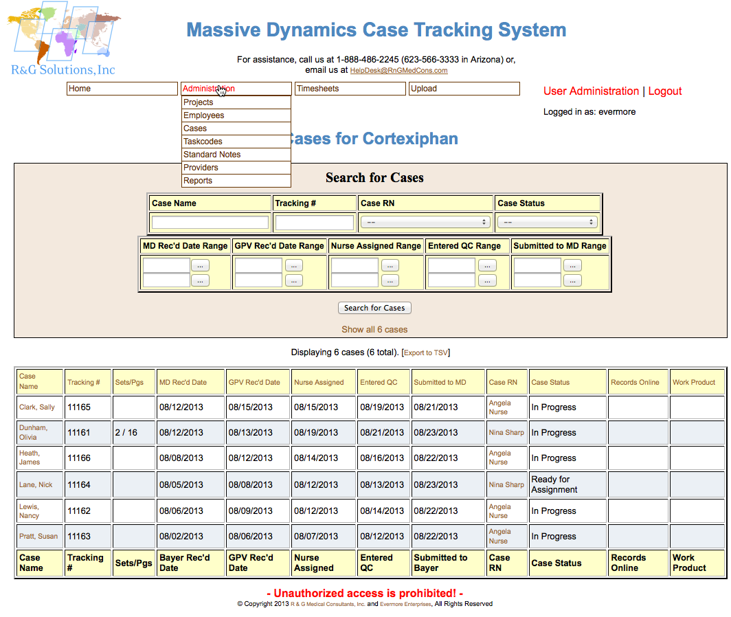 R & G Case Database 2